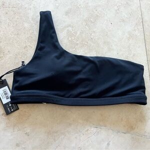 NWT LSKD Flex Sports Bra Crop Top S Train Athleisure One Shoulder Black Gym Lift